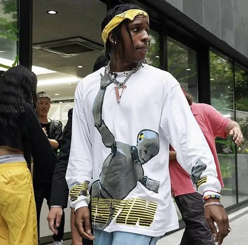 AWGE футболка с длинными рукавами как можно скорее ROCKY TESTING japan limited inpressionist robot футболка AWGE ASAP ROCKY футболки для мужчин и женщин