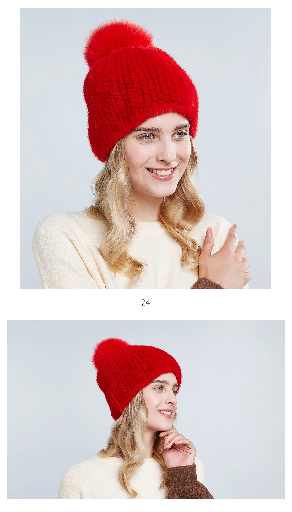 ENJOYFUR Мягкие Вязаные норковые меховые шапки для женщин зимние из натурального меха лисы бини с помпоном Модные Цветные Молодежные шапки на осень