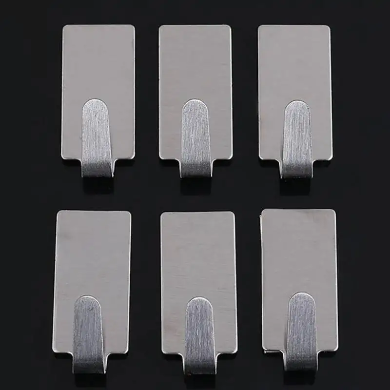 

6pcs Stainless Steel Towel Hooks Self Adhesive Rustproof Family Robe Hanging Hooks Hats Bag Family Robe Hats Bag Key Hooks