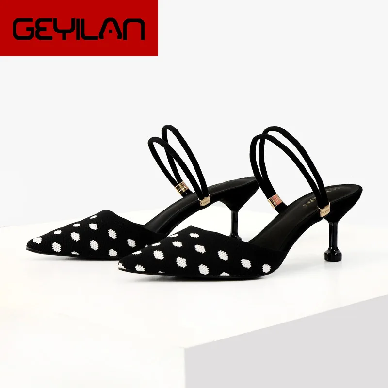 

2019 Fine With High Heels Popular Wave Point Comfortable Soft Breathable Flying Weaving Pointed Two Wear Sandals Female