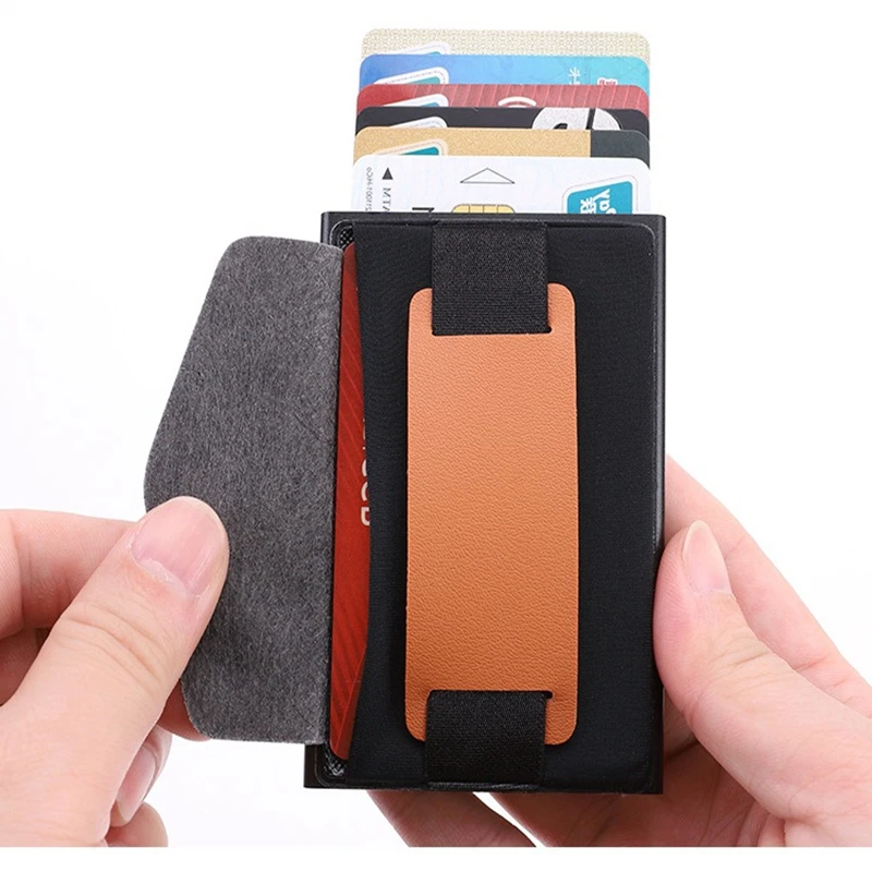 FOROCH алюминиевый кошелек Карманный ID держатель для карт Rfid Блокировка мини металлический кошелек автоматический всплывающий чехол для кредитных карт Защита 684
