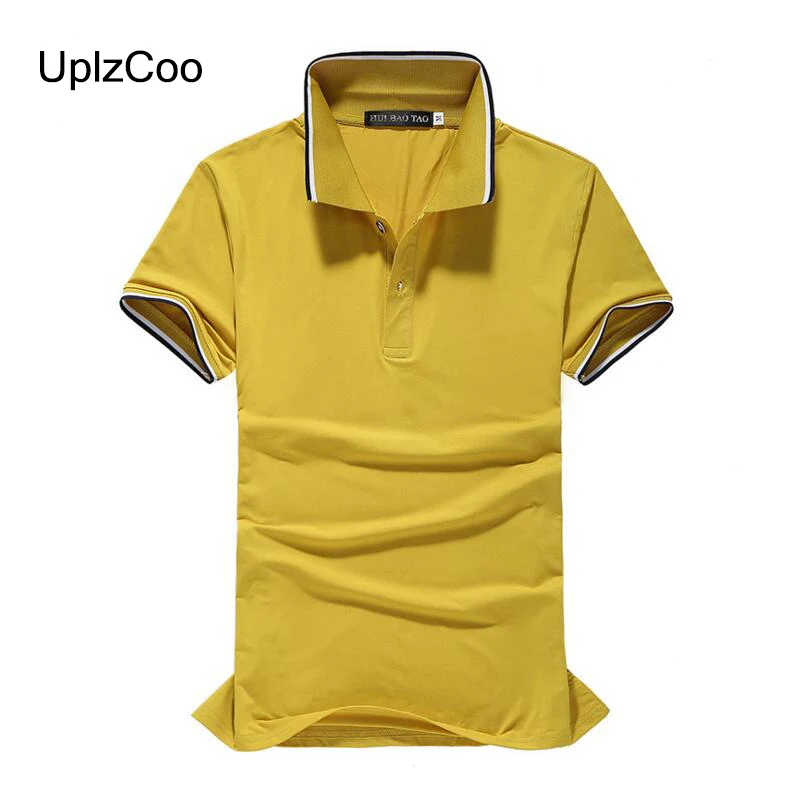 UplzCoo Men's Polo Shirt Summer Lapel Shirt Short-sleeved 100%Cotton Contrast Color Fit Casual Breathable Male Shirt FM214