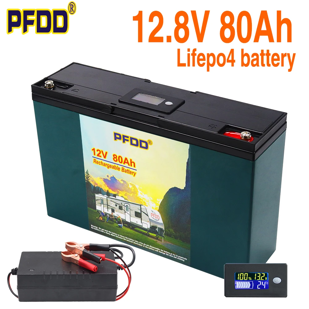 Аккумулятор Lifepo4 12 8 В 80 Ач с аккумулятором BMS для тележки бытовая техника инвертор