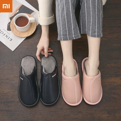 Новинка; Домашние зимние кожаные Тапочки Xiaomi Youpin; домашние тапочки с нескользящей подошвой из говядины для мужчин и женщин; теплые хлопковые тапочки для пар
