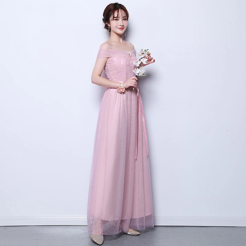 Sleeveless V-neck Burgundy Bridesmaid Dresses Elegant A-Line Long Dress for Wedding Party Club Sexy Prom Dress Champagne Vestido - Цвет: pink long V8