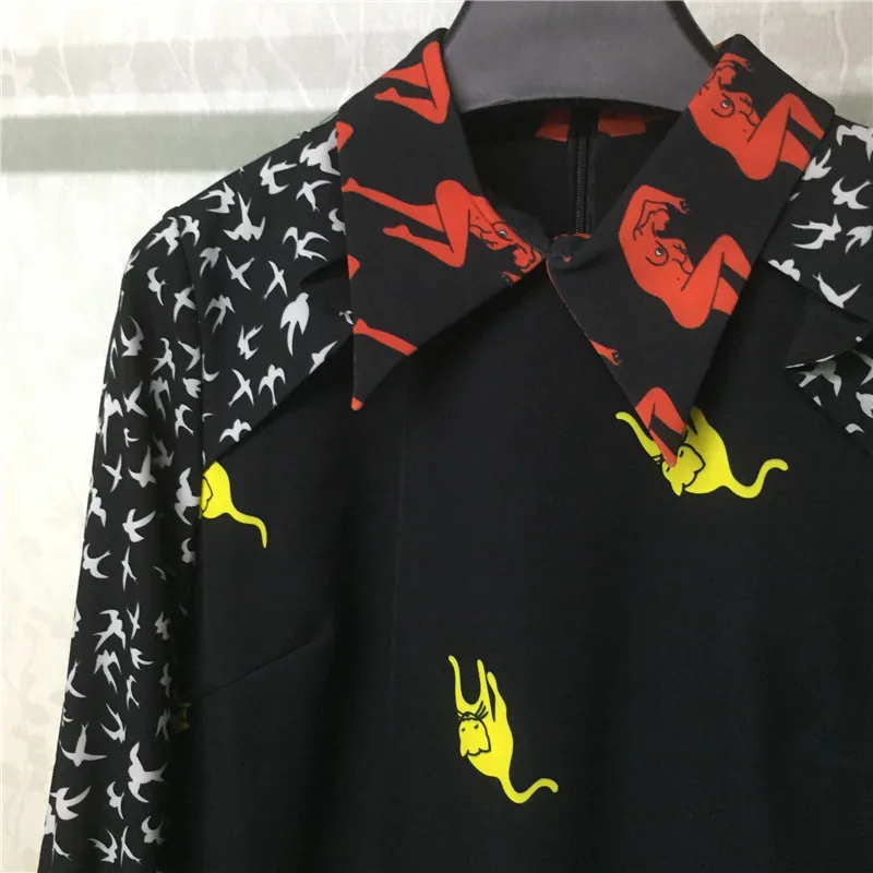 Платье До Колена, женское осеннее платье трапециевидной формы с длинным рукавом для дам, модное платье с принтом