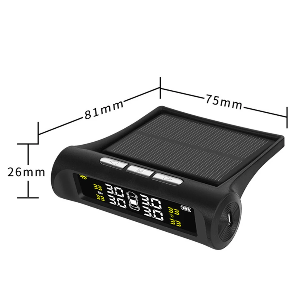Автомобильный монитор давления в шинах цветной экран TPMS Солнечная USB внешняя