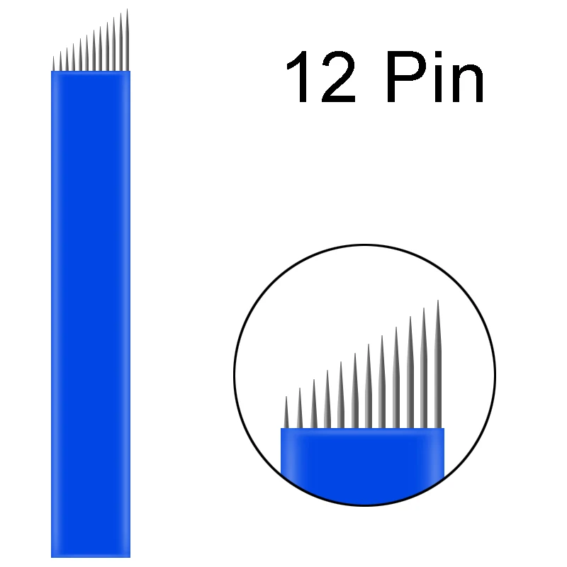 500 шт 18 Pin u-образные иглы для татуировки перманентный макияж бровей вышивка лезвия для 3D микроблейдинг ручная Татуировка ручка - Габаритные размеры: 12pin