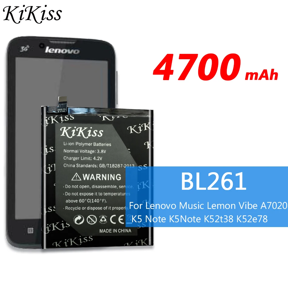 4700 мАч батарея большой емкости BL261 для lenovo Music Lemon Vibe A7020 K5 Note K5Note K52t38 K52e78 бесплатный
