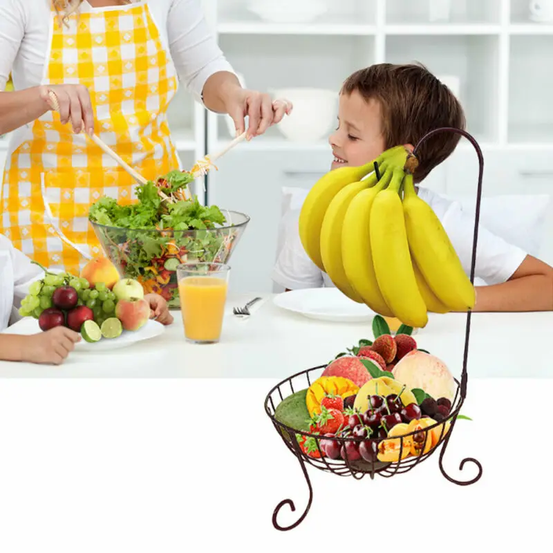 

Practical Tableware Metal Fruit Basket Detachable Banana Hanger Storage Holder Hook Kitchen Tableware Metal Fruit Basket