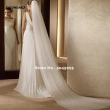 SATONOAK элегантная свадебная фата 3 метра длинная мягкая Фата невесты с гребнем 2 слоя слоновой кости белого цвета аксессуары для невесты