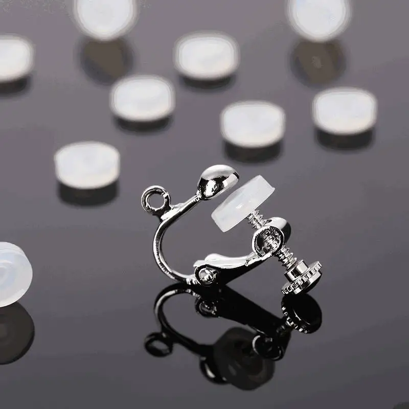 

20 Pcs Silicone Ear Clip Anti-Pain Pad Soft Earring Rubber Pads For Ear Protective Case Mat DIY Earrings Findings Accessories