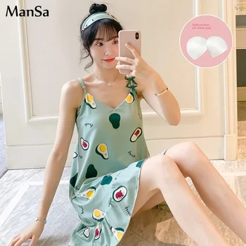 

Summer Short Sleeve Women Sleepwear Shirt Sexy Thin Cotton Nightshirt Party Send Eye Mask Young Girl pink stripe Nightdress Wear