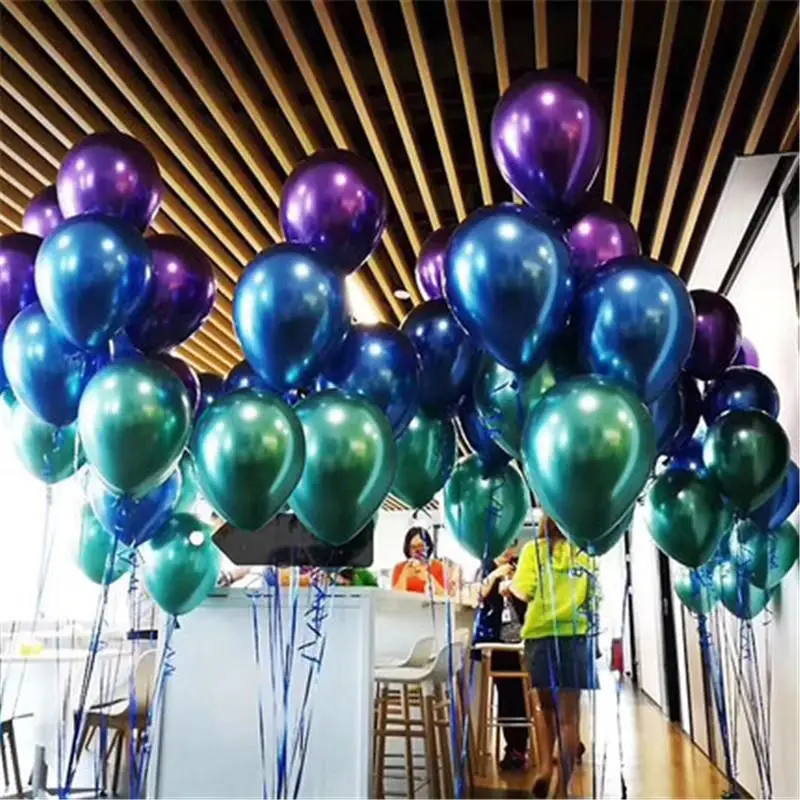 

100 шт. 12 дюймов блестящий металл жемчужные латексные шары толстые хром металлический Цвета гелиевый воздух шары Globos День рождения Декор