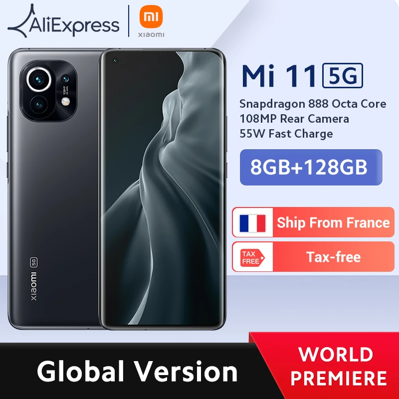 Global Version Xiaomi Mi 11 5G Mobile Phone 8GB RAM 128GB ROM Snapdragon  888 Octa Core 55W Fast Charge 120Hz Refresh Rate
