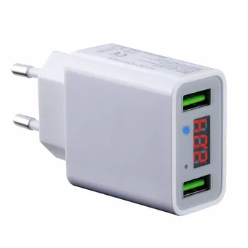 

LED Current Voltage Display Dual USB Car Charger Mobile Phone Wall Fast Charger US EU Charger Charging AC/DC Adapter