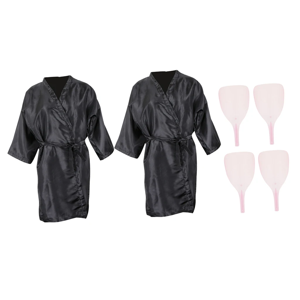 2x Non Stick Hair Cutting Capes Gowns Barber Gown Apron + Hairspray Masks