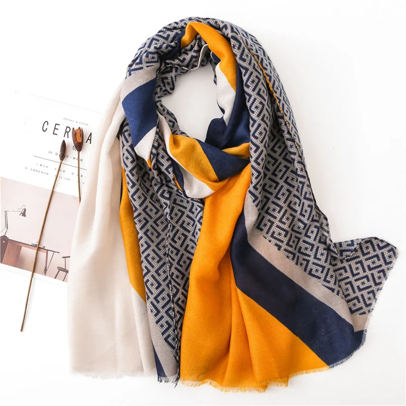2019 Ladies Geometric Scarf Summer Spring Luxury Brand Women Shawl High Quality Fashion Pashmina Cotton Head hijab Scarves | Аксессуары