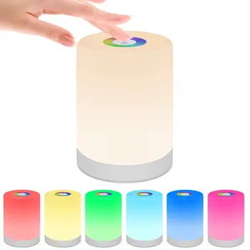 

LED Touch Control Colorful Night Light Rechargeble Induction Dimmer Bedside Lamp Smart Emergency Christmas gift Wild Camping