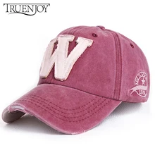 TRUENJOY, Повседневная Бейсболка с надписью W для женщин, Мужская бейсболка, облегающая Спортивная Кепка, винтажная вымытая Кепка, уличная Кепка унисекс