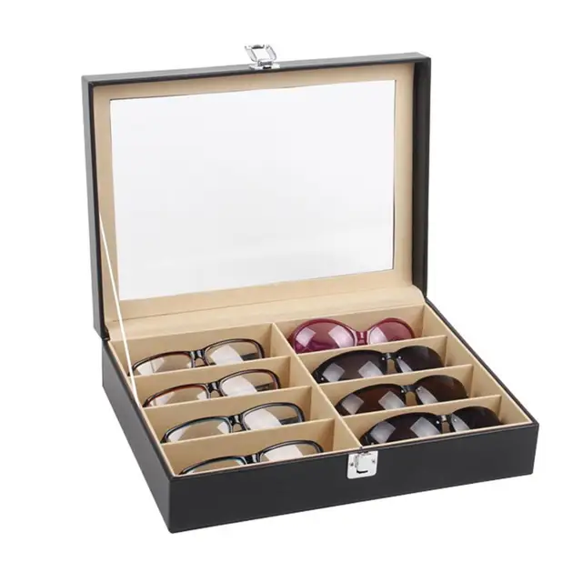 50% HOT SALES!!! 8-Grid Eye Glasses Case Eyewear Sunglasses Display Storage Box Holder Organizer