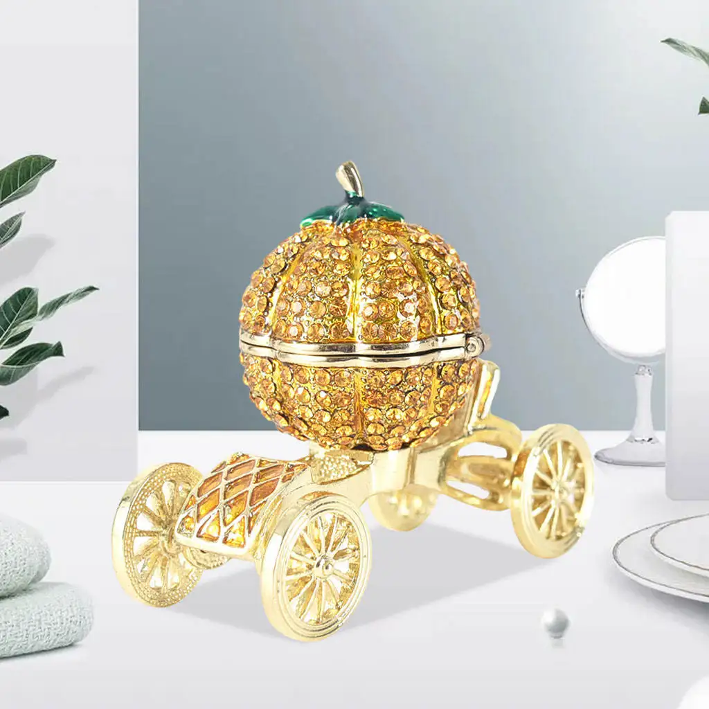 Trinket Box Cinderella Carriage Jewelry Chests Creative Gifts Ornament Rhinestone Crystal Pumpkin Carriage for Family