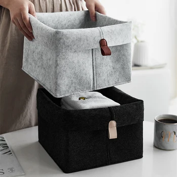 

Square Felt Storage Basket Desktop Kid Toy Snack Storage Box Foldable Clothes Baskets Fabric Cosmetics Underwear Socks Organizer
