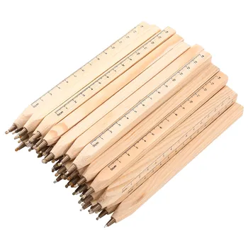 

50 Pcs/Lot Wooden Ball Pen with Ruler Convenient Practical Stationery Office Ball Point Pen School Supplies
