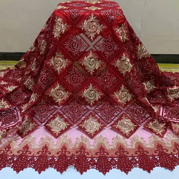 

Nigerian lace fabric hot selling african lace 2020 high quality african tulle fabrics 5yards french net fabric for dress TG5-96