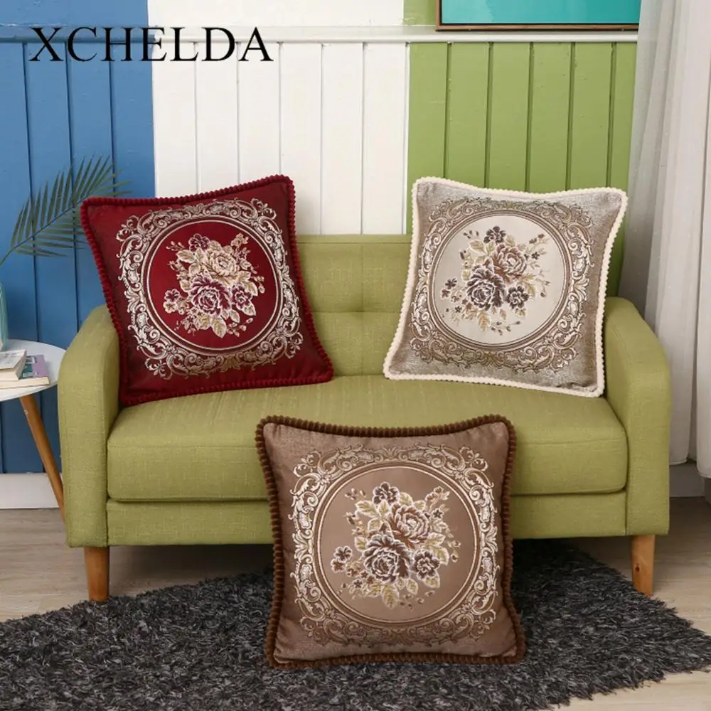 

Cushion Covers Round European Style Pattern Embroidery Throw Pillows Case Sofa Decorative Pillow Zara*women Home Decoration