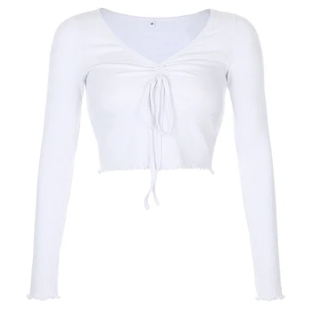 

Stage Outfit White sexy Drawstring Tops long sleeve Women Nightclub Bar Dj Ds Party Rave Clothing Birthday Festival Wear DT2495