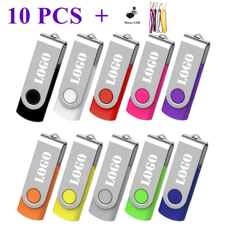 10PCS/lot Custom Logo Pen Drive 64GB 128GB Flash USB Stick 32GB cle usb ...