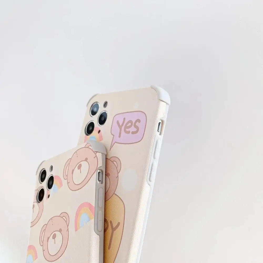 Защитный чехол для телефона Happy fat bear iPhone 12 Mini SE2 8 Plus XR XS 11 Pro Max с радужным шелковым