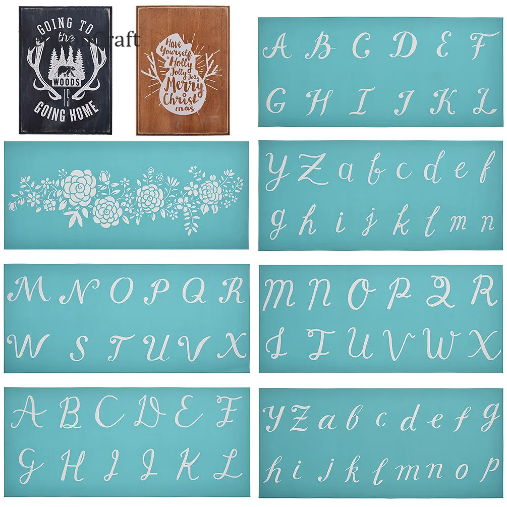 

YeulionCraft Alphabet Number Flower Printed Silk Screen Stencils Stamps For T Shirt Painting Decoration Diy Handmade Crafts