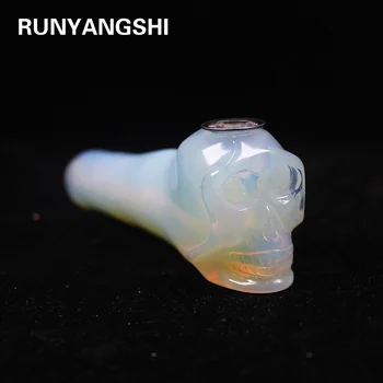 

Opal Stone Smoking Pipe Skull Shape Tanslucent Natural Stones and Minerals High Quality Wholesale Factory Stone Runyangshi KB01