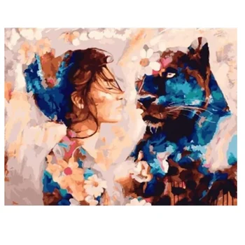 

DIY diamond painting Pantera and girl dimaond embroidery full drill Pantera 5D diamond painting mosaic full round drill Moge