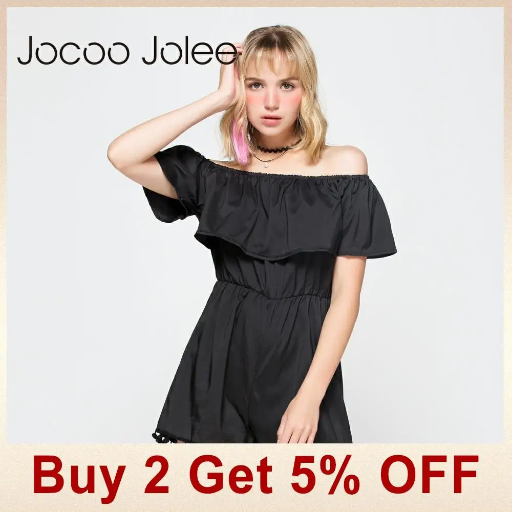 Jocoo Jolee комбинезон с открытыми плечами, оборками и вырезом лодочкой, летний модный женский комбинезон, сексуальный комбинезон без рукавов, повседневный комбинезон