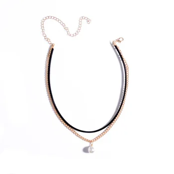

Europe and the United States han edition sweet wind pearl necklace jewelry joker tassel C1102 short neck chain necklace