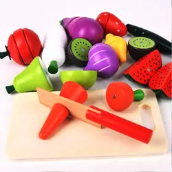 Деревянные игрушки для девочек, фрукты и овощи, вырезанные и разрезаемые магнитные игрушки для детей, детские игрушки для девочек