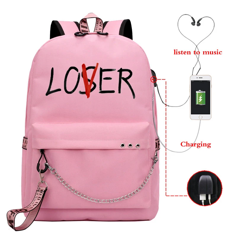 Mochila, рюкзак с буквенным принтом, розовый рюкзак, школьные сумки для девочек-подростков, женский рюкзак, Usb зарядка, рюкзак для ноутбука, рюкзак для путешествий