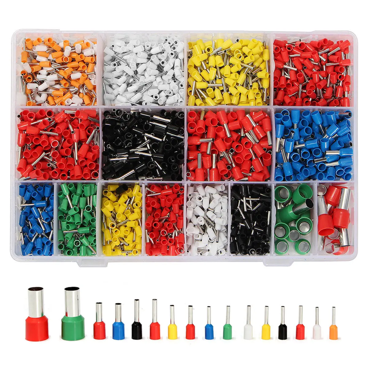 

2120pcs Crimp Connector Pin End Terminals Tin-Plated Copper Crimp Connector Ferrules Kit Set 5AWG 14AWG 16AWG 18AWG 20AWG 22AWG