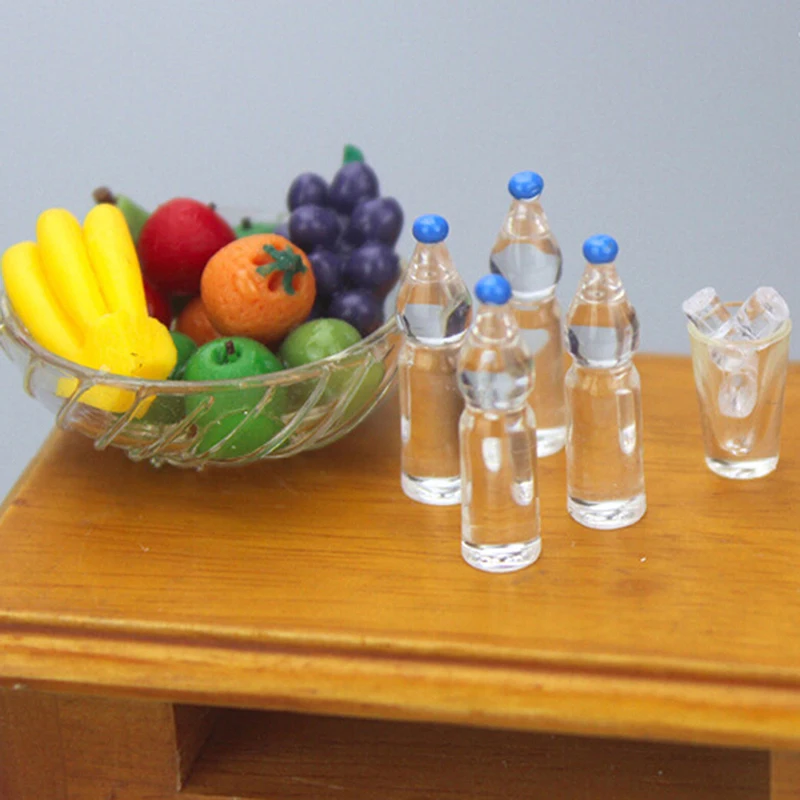 4Pcs/Set Plastic Imitation Mineral Water Bottle Baby Toys American Mini Toy Accessories Dolls Miniature Dollhouse | Игрушки и хобби