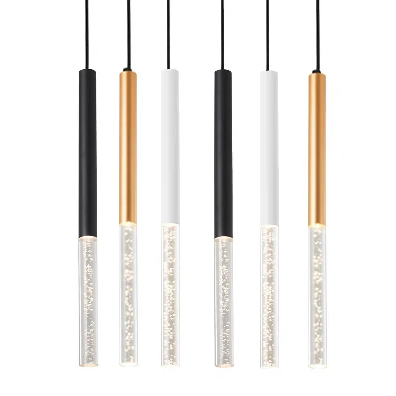 

Nordic Long Column Chandeliers Bubble LED Creative Gold Acrylic Spotlights Strip Restaurant Bar Home Decor Hanging Lightings