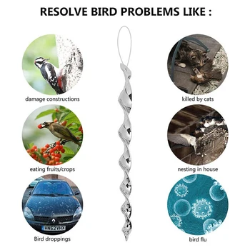 

6PCS Bird Repellent Reflective Scare Rods Rotating Spiral Deterrent Device Environmental Protection 2020 Newest Repellents
