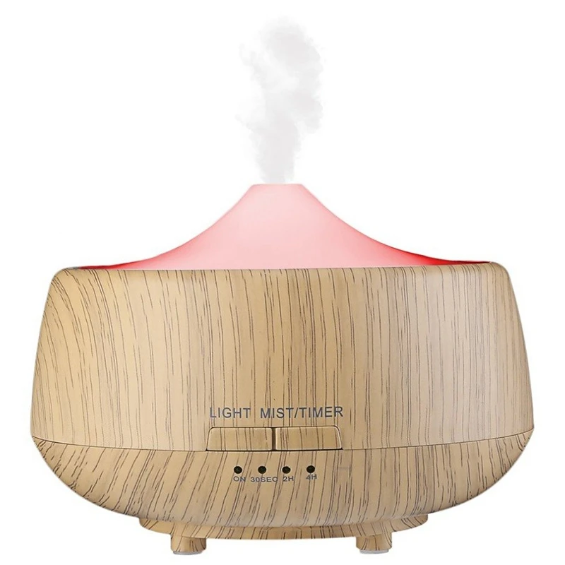 Essential Oil Diffuser Aromatherapy Aroma Diffuser Wood Grain Humidifier, Ultrasonic Adjustable Cool Mist With Led Light Us Plug