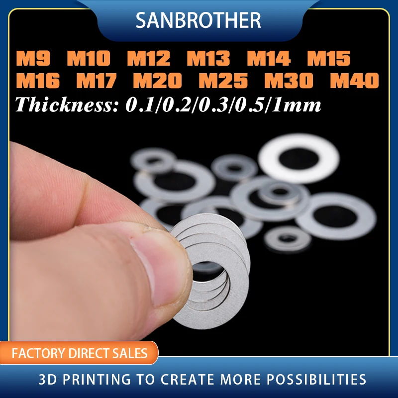 Shim M9 M10 M12 M13 M14 M15 M16 M17 M20 M25 M30M40 304 сверхтонкая плоская шайба из нержавеющей стали