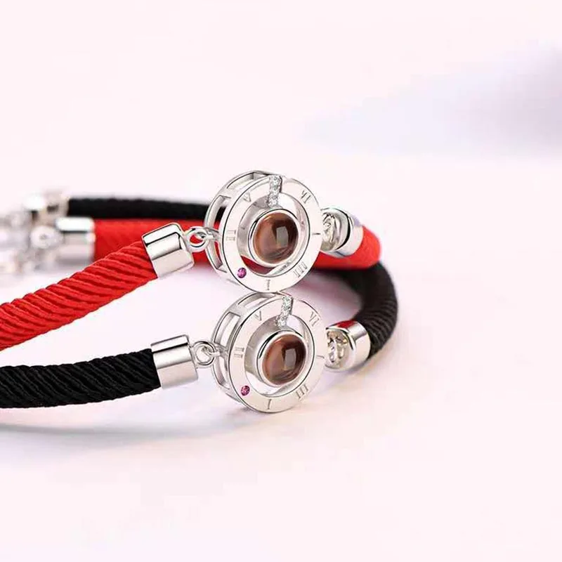 Китайские Luckly браслеты из красной веревки Модные романтические 100 языков проекции I Love You памяти кубического циркония браслет для влюбленных