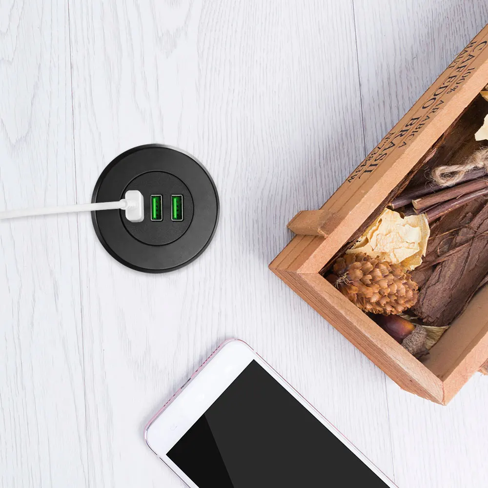  YASOKO 3 USB Desktop Charger 5V 3.1A Office Home Desk Hole Charge Station Universal Mobile Phone Ch