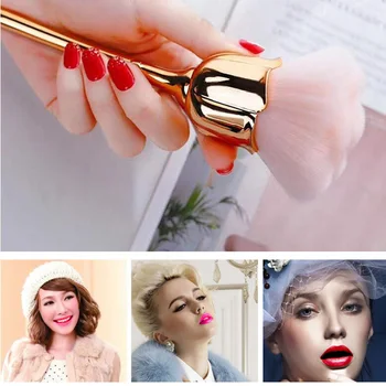

Hot Single Makeup Brush Silky Rose Flower Shaped Makeup Brushes Premium Synthetic Foundation Powder Concealers Brush t6