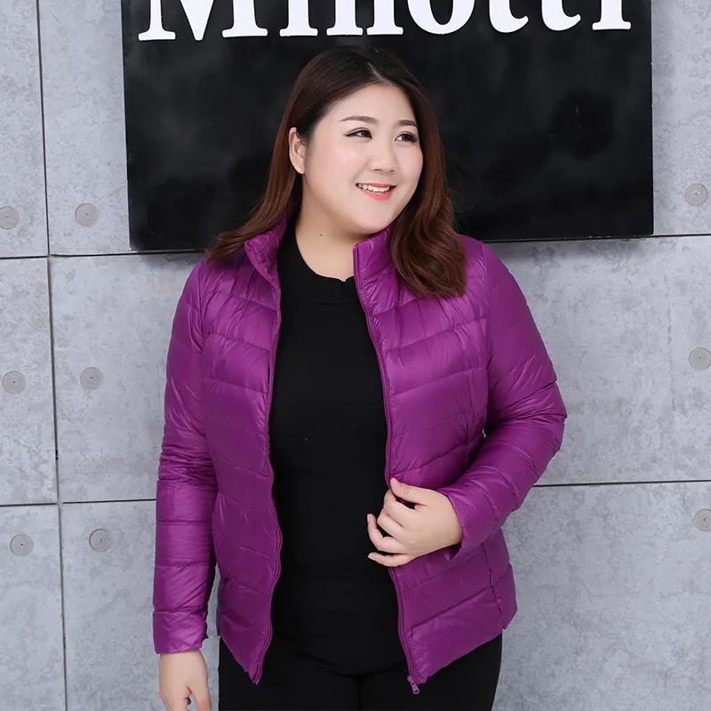 

Thin Plus-sized Womenswear Size 200 Plus-sized Short Stand Collar Coat Extra Large Thin WOMEN'S Dress Large Size down Jacket